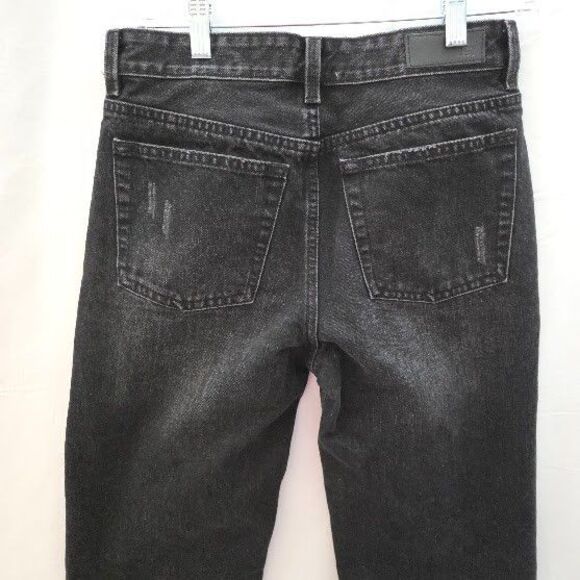 ZGY Rebound Free People Jeans Distressed Black Midrise Relaxed Barrel Leg Sz28 - Picture 6 of 13